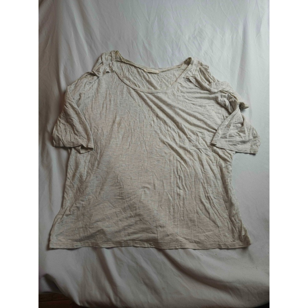 Entro Heather Beige Slub Knit Cold Shoulder Top Womens 2XL Boho Earthy Grunge